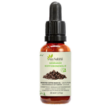 Flacon d’huile de café torréfié Aza Natural, 30 ml, verre foncé avec pipette, étiquette avec des grains de café torréfiés