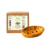 Aleppo Zeep 200gr - 20% Laurierolie voor Huid en Haar met Zeephouder van Olijfhout Surf - afbeelding 2 van 2