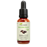 Fles bacaba olie van Aza Natural, 30 ml, donker glas met pipet, etiket met donkere bacabavruchten