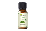 Huile essentielle d’aneth 30 ml d’Aza Natural, flacon en verre brun, bouchon noir, étiquette avec de l’aneth vert