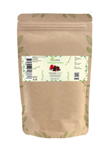 Sachet de poudre d’hibiscus Aza Natural, 250 g, papier kraft à zip, étiquette à la fleur d’hibiscus rouge