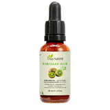 Flacon d’huile de pépins de kiwi Aza Natural, 30 ml, verre foncé avec pipette et une étiquette avec deux moitiés de kiwi