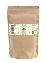 Sachet de poudre de rose Aza Natural, taille moyenne, papier kraft avec zip et une étiquette avec poudre rose et une rose