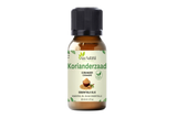 Huile essentielle de graines de coriandre 30 ml d’Aza Natural, flacon en verre brun, bouchon noir, étiquette aux graines