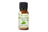 Huile de menthe verte 30 ml Aza Natural, flacon en verre brun à bouchon noir, étiquette vert clair avec feuilles de menthe