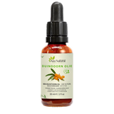 Flacon d’huile d’argousier Aza Natural, 30 ml, verre foncé et pipette, étiquette avec branche d’argousier aux baies orange