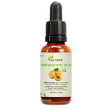 Flacon d’huile de noyau d’abricot Aza Natural, 30 ml, verre foncé avec pipette et une étiquette avec deux abricots