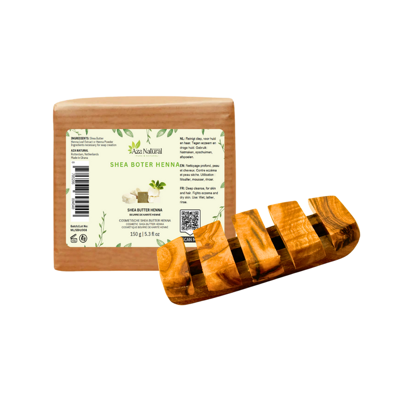 Tamale Sheaboter Henna met Zeephouder van Olijfhout - afbeelding 2 van 2
