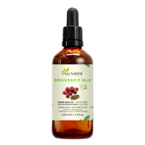 Druivenpitolie 100 ml van Aza Natural, fles van donker glas met pipet en een etiket met rode druiven en druivenpitten