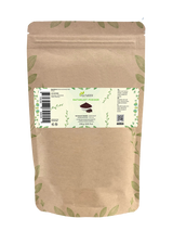 Ratanjot poeder 250 gram van Aza Natural, hersluitbare kraftzak met een etiket met donkerrood wortelpoeder