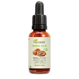 Dadelolie 30 ml van Aza Natural, fles van donker glas met pipet en een etiket met twee dadels