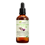 Huile de chardon-Marie 100 ml Aza Natural, verre foncé avec pipette, étiquette avec des fleurs de chardon pourpres