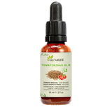 Flacon d’huile de pépins de tomate Aza Natural, 30 ml, verre foncé et pipette, étiquette avec pépins de tomate et une tomate