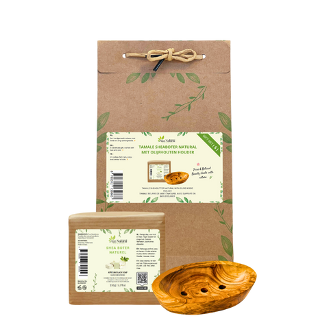 Natürliche Tamale-Sheabutter mit Surf-Seifenhalter aus Olivenholz