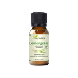 Huile de lemongrass 30 ml Aza Natural, flacon en verre brun à bouchon noir et une étiquette vert clair avec de la citronnelle