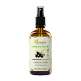 Flesje bamboo water van Aza Natural, 100 ml, bruin glas met sprayknop en een etiket met getekende bamboestukjes
