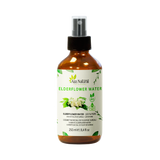 Flesje vlierbloesemwater van Aza Natural, 250 ml, bruin glas met sprayknop en een etiket met vlierbloesem