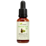 Flacon d’huile de kiwi Aza Natural, 30 ml, verre foncé avec pipette, étiquette avec un petit flacon et des moitiés de kiwi