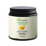 Pot vitamine B12 capsules van Aza Natural met 120 capsules, brede pot van donker glas