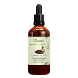 Flacon d’huile de nigelle Aza Natural, 100 ml, verre foncé avec pipette et une étiquette avec des graines noires