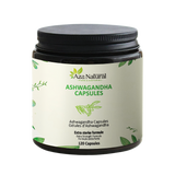 Pot ashwagandha capsules van Aza Natural met 120 capsules, donker glas met schroefdop