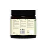 Achterkant van de pot ashwagandha capsules van Aza Natural met het drietalige etiket en de barcode