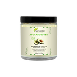 Pot de beurre d’avocat d’Aza Natural, 100 g, pot en verre à couvercle noir et étiquette avec un demi-avocat
