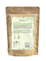 Achterkant van de zak baking soda (baksoda) van 1 kg van Aza Natural met ingrediëntenregel en gebruiksaanwijzing