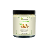 Pot cacaoboter van Aza Natural, 100 gram, glazen pot met zwarte deksel en etiket met cacaobonen