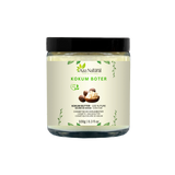 Pot kokumboter van Aza Natural, 100 gram, glazen pot met zwarte deksel en etiket met noten en boter
