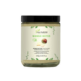 Mangoboter 250 gram van Aza Natural, glazen pot met zwarte deksel en etiket met een mango