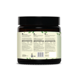 Achterkant van de pot vitamine B12 capsules van Aza Natural met het drietalige etiket en de barcode